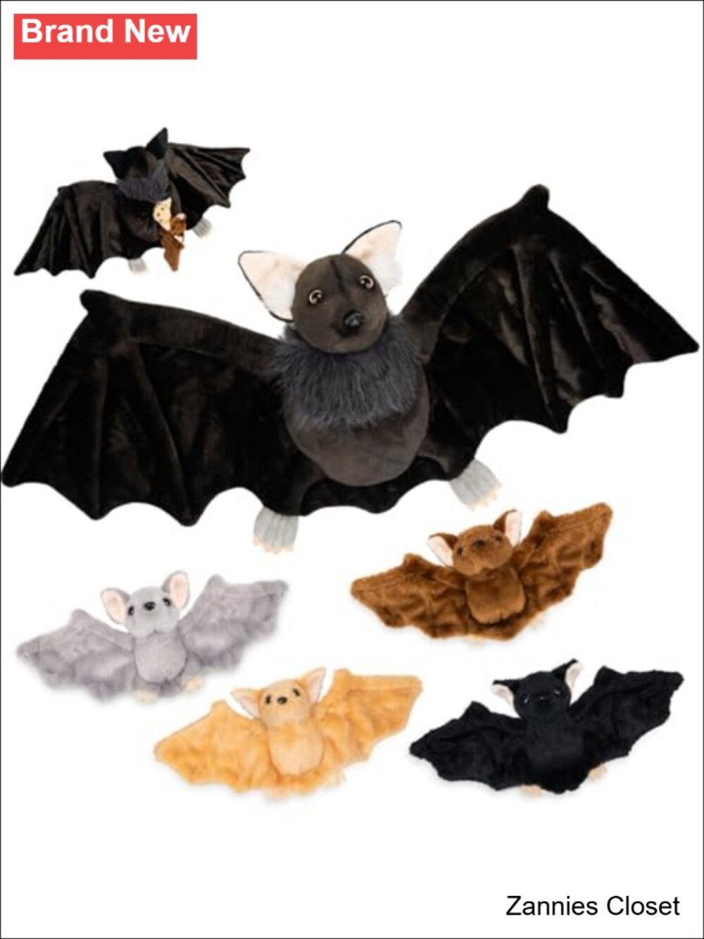 👻 5 Pc Bat Stuffed Animal Set Mommy Plush with 4 Baby Plushies Gothic Halloween